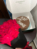 Red Roses & Personalized Cake Duo